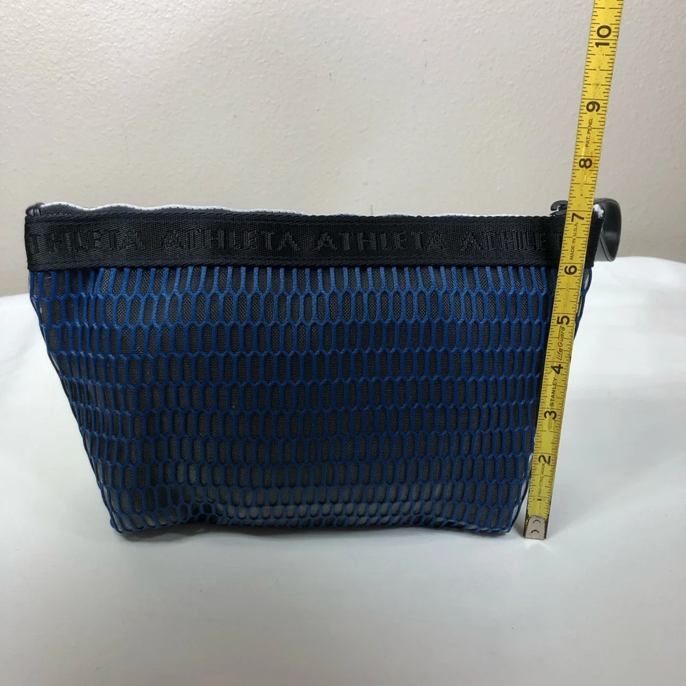 Athleta Women’s Black Blue Mesh Woven‎ Wristlet Pouch One Size Gym Travel